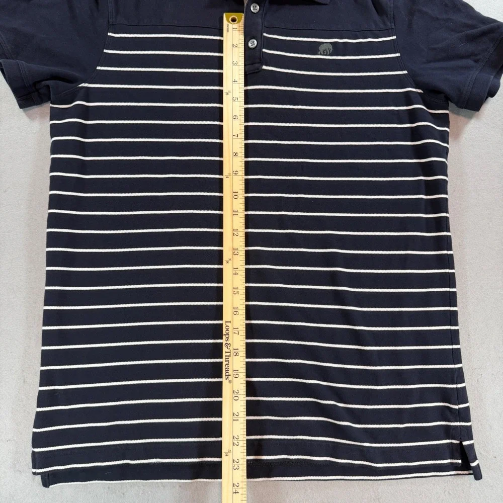 Banana Republic Elephant Logo Striped Polo Men's L True Navy 429587